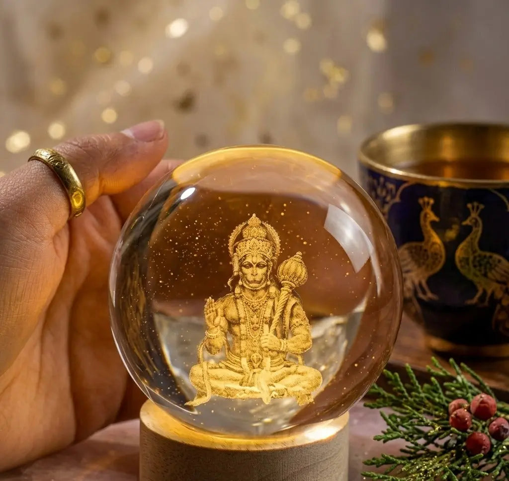 Pure Vibe Hanuman Ji Sacred 3D Crystal LED Lamp — Premium Spiritual Gift India